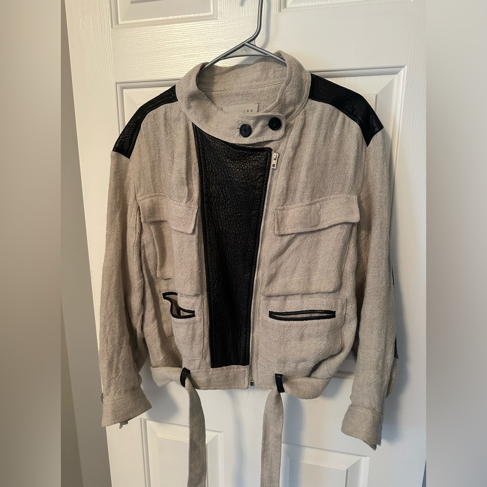 IRO 100% Linen and Leather Moto Jacket